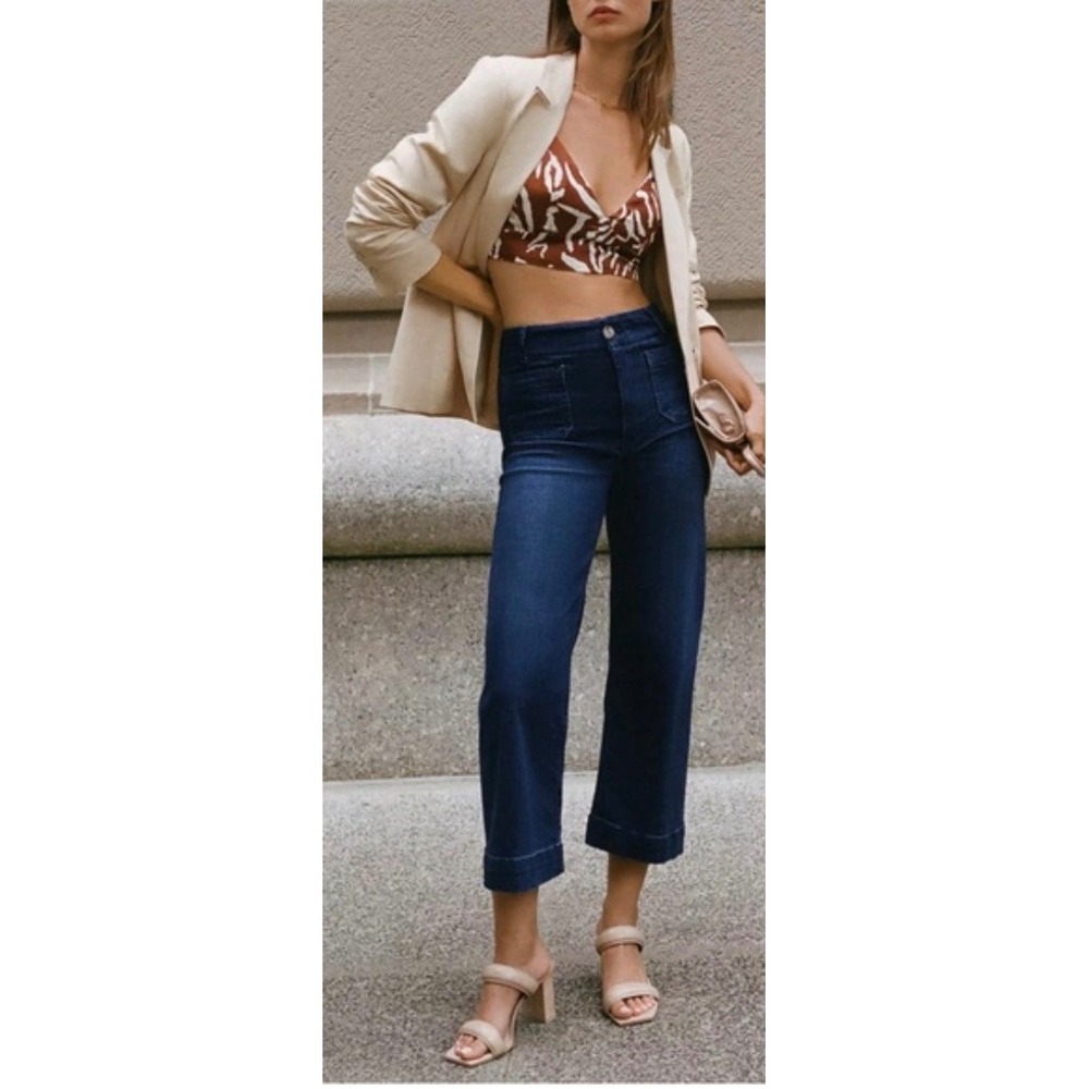 Pilcro Skipper Wide Leg Crop Jeans Pants Anthropologie Size 26P Petite‎